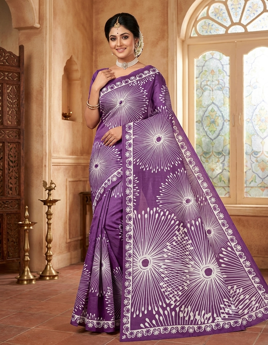 1785766387501 Print saree - Image 1